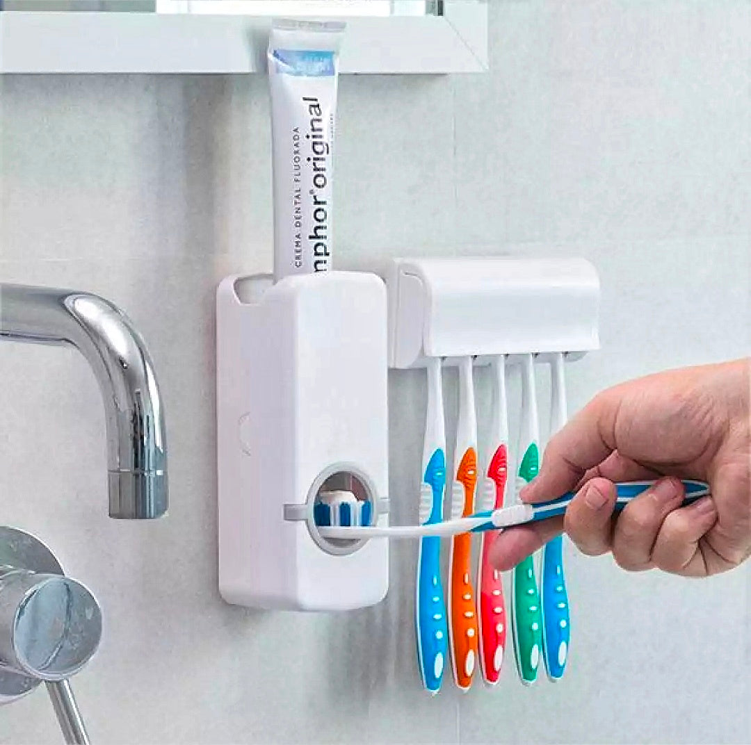 Automatic Toothpaste Squeezing Device With Brush Holder Set