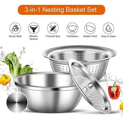 3 In 1 Vegetable Cutter With Drain Basket