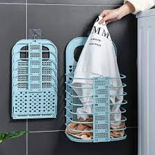 Plastic Storage Frame Foldable Dirty Clothes Basket Household Non Perforated Bathroom Wall Mounted Laundry Basket Clothes Basket ( 1 psc )